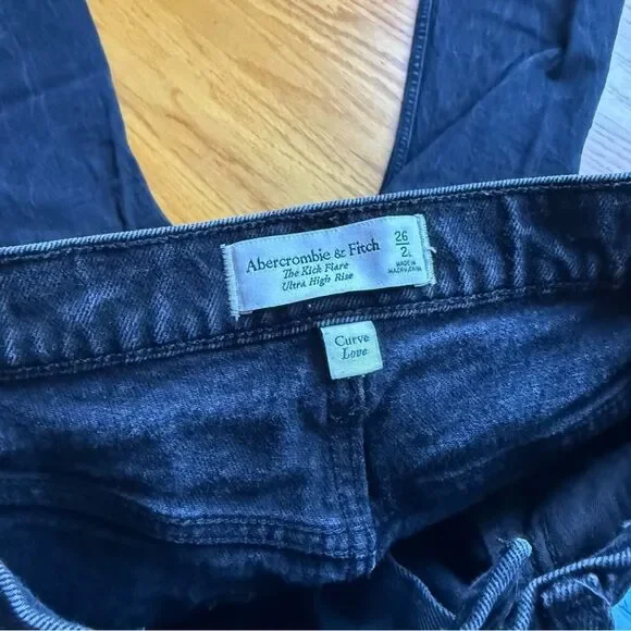 SZ 26 2L Abercrombie & Fitch Black Denim Women Jeans - Picture 5 of 10